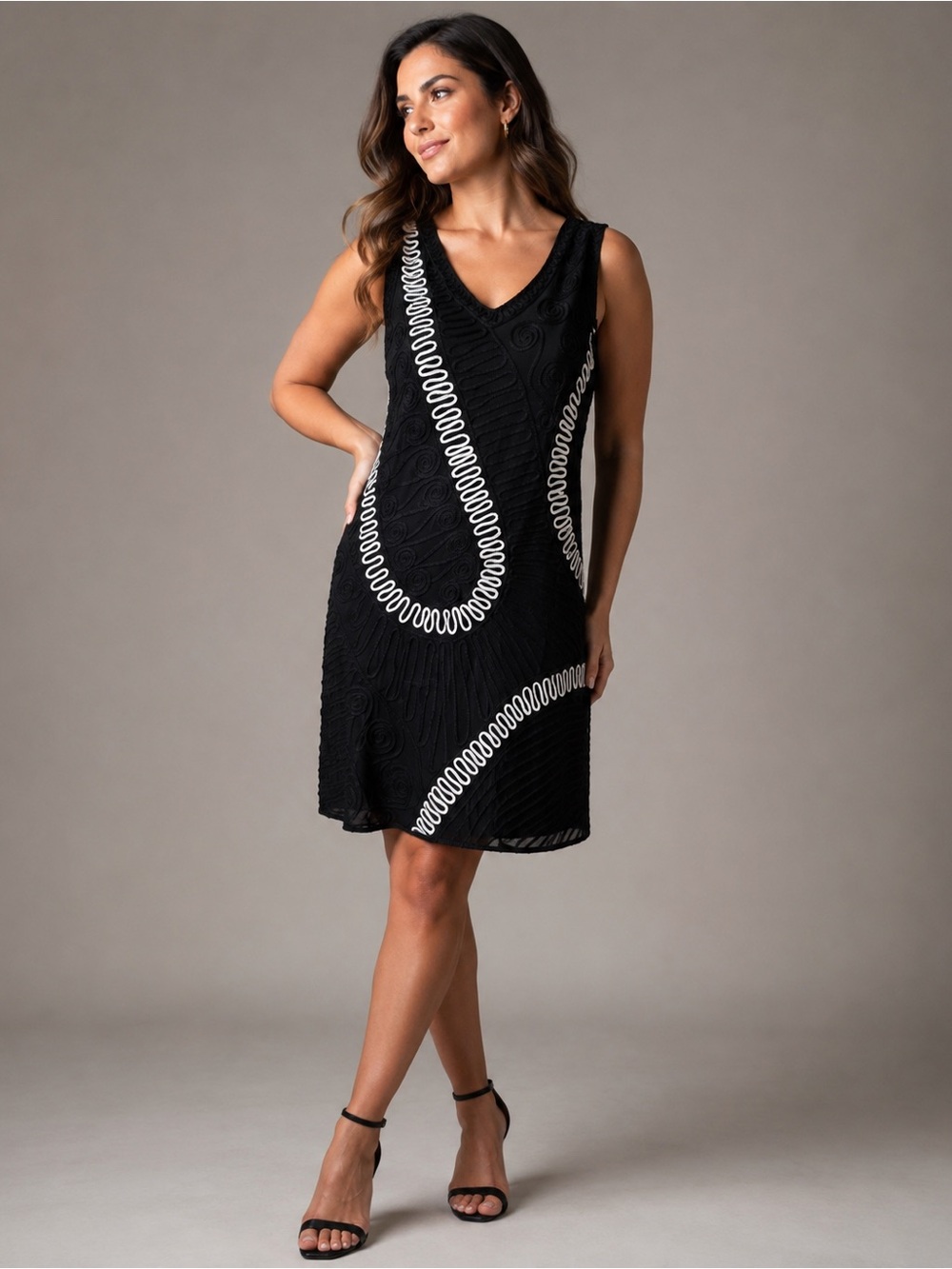 2 Xtremz NWT Black White Embroidered Mesh Dress Large Sleeveless V Neck